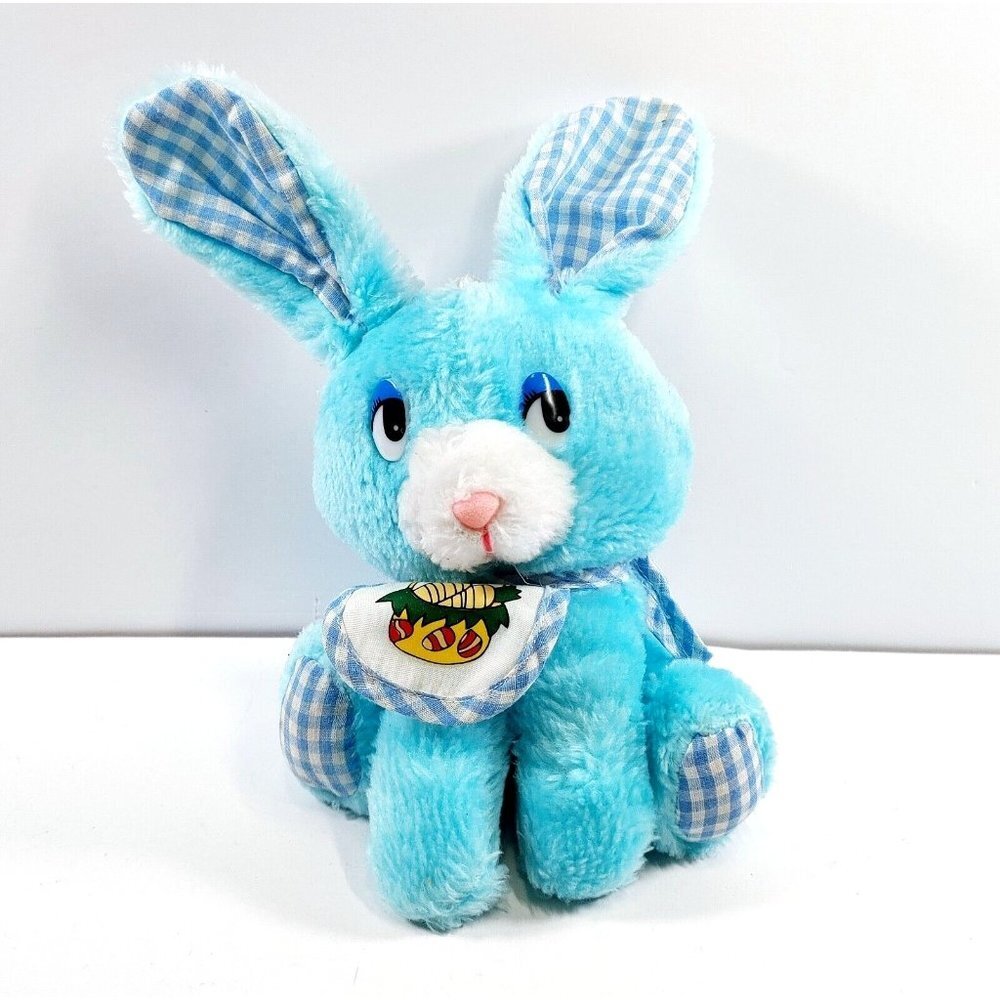 Best Made Toys Blue Bunny Rabbit Plush  Stuffed Animal Checkered Ears Vintage